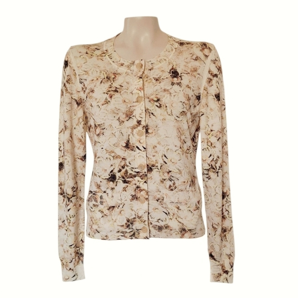 Chloe Faded Floral Wool Cardigan Sweater M - Picture 2 of 7